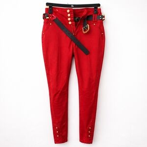 Red Faux Leather Push-Up High-Waisted Skinny Pants by Pitbull – Made in Colombia